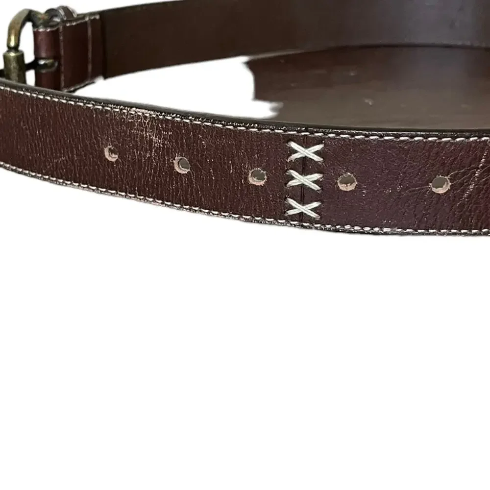 Genuine Leather Western Style Belt Gold Buckle Kids Xtra Large (Or Womens Small)